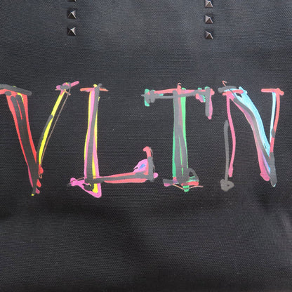 VALENTINO   Tote Bag Logo Paint Canvas Ladies