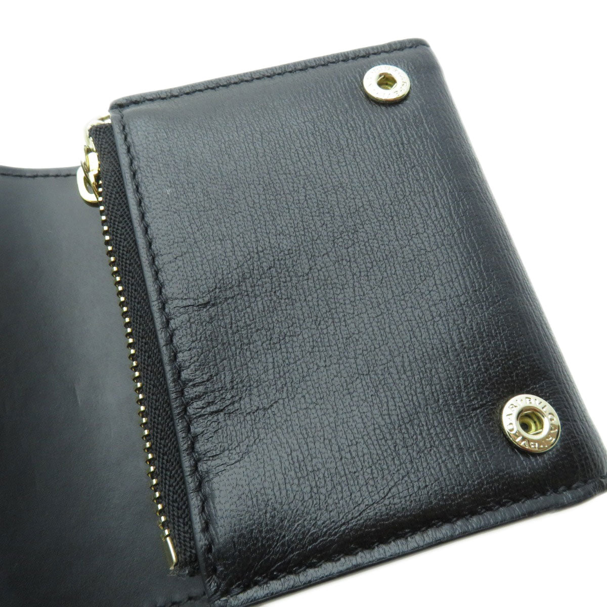 BVLGARI Logo B-zero1 motif tri-fold Bifold Wallet with Coin Pocket Calf Ladies [Used]