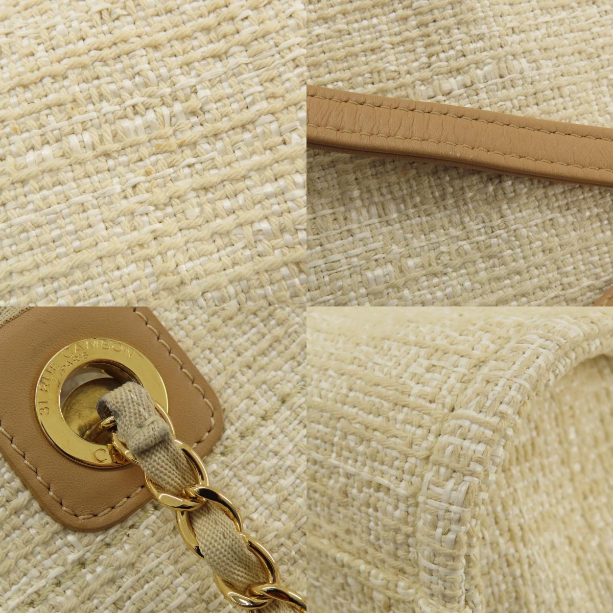 CHANEL Deauville MM GoldHardware Tote Bag Tweed Ladies [Used]