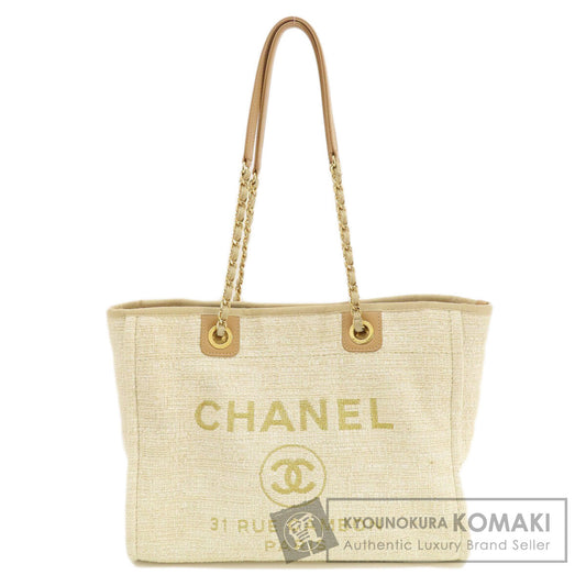 CHANEL   Tote Bag Deauville MM GoldHardware Tweed Ladies