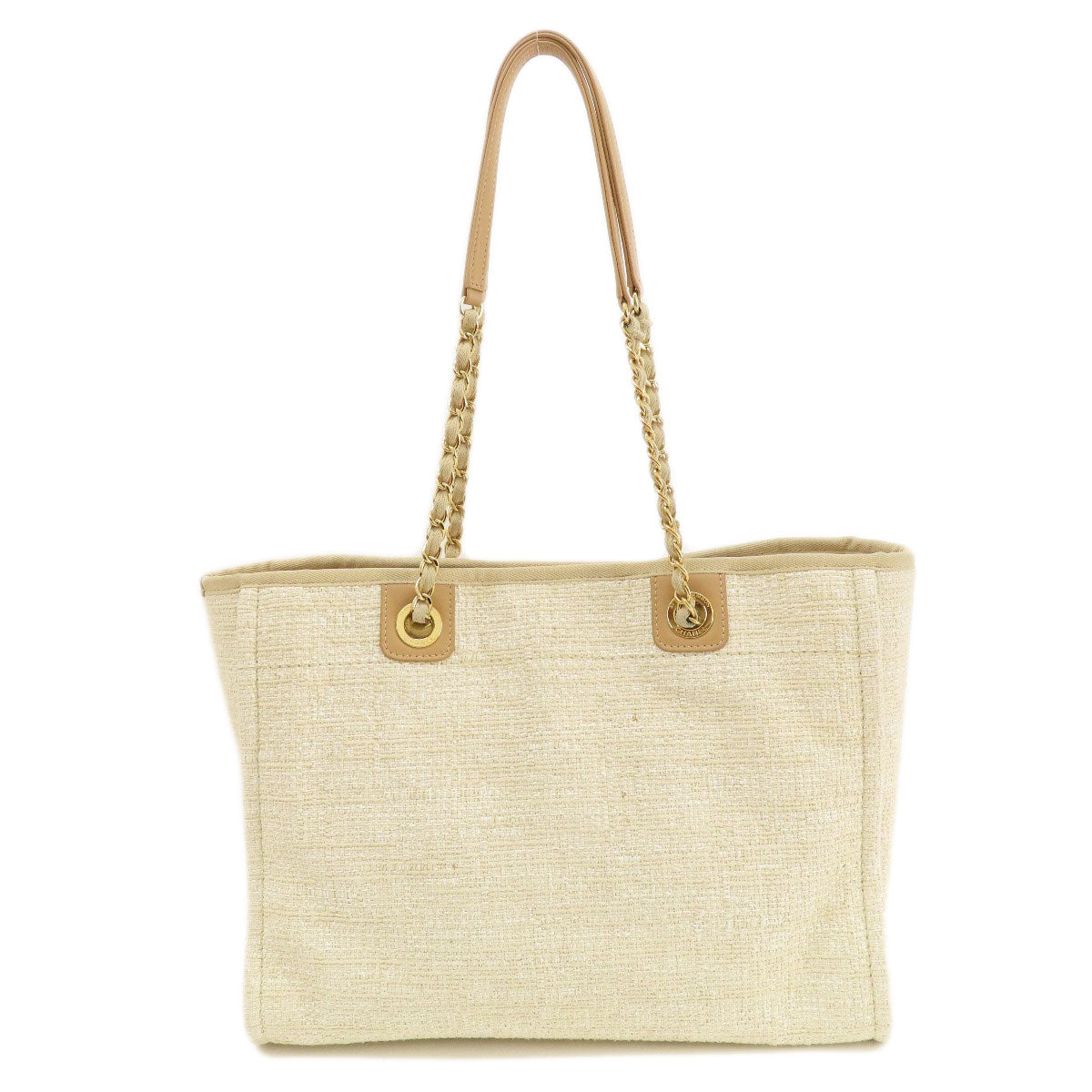 CHANEL Deauville MM GoldHardware Tote Bag Tweed Ladies [Used]