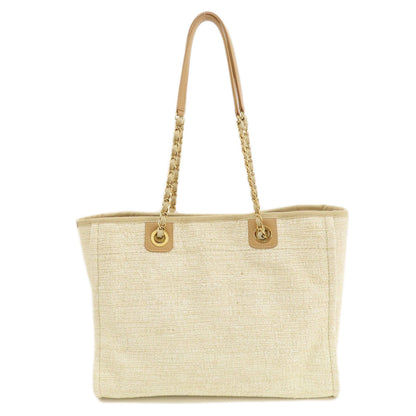 CHANEL Deauville MM GoldHardware Tote Bag Tweed Ladies [Used]