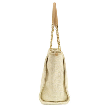 CHANEL Deauville MM GoldHardware Tote Bag Tweed Ladies [Used]