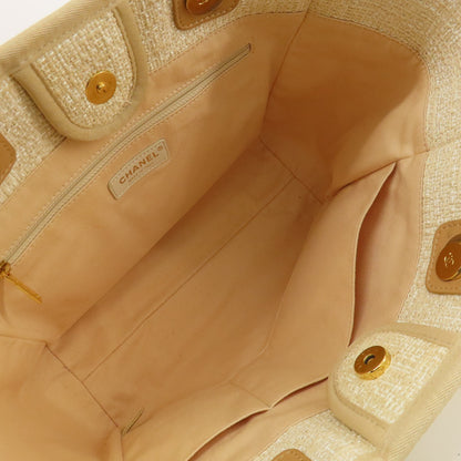 CHANEL Deauville MM GoldHardware Tote Bag Tweed Ladies [Used]
