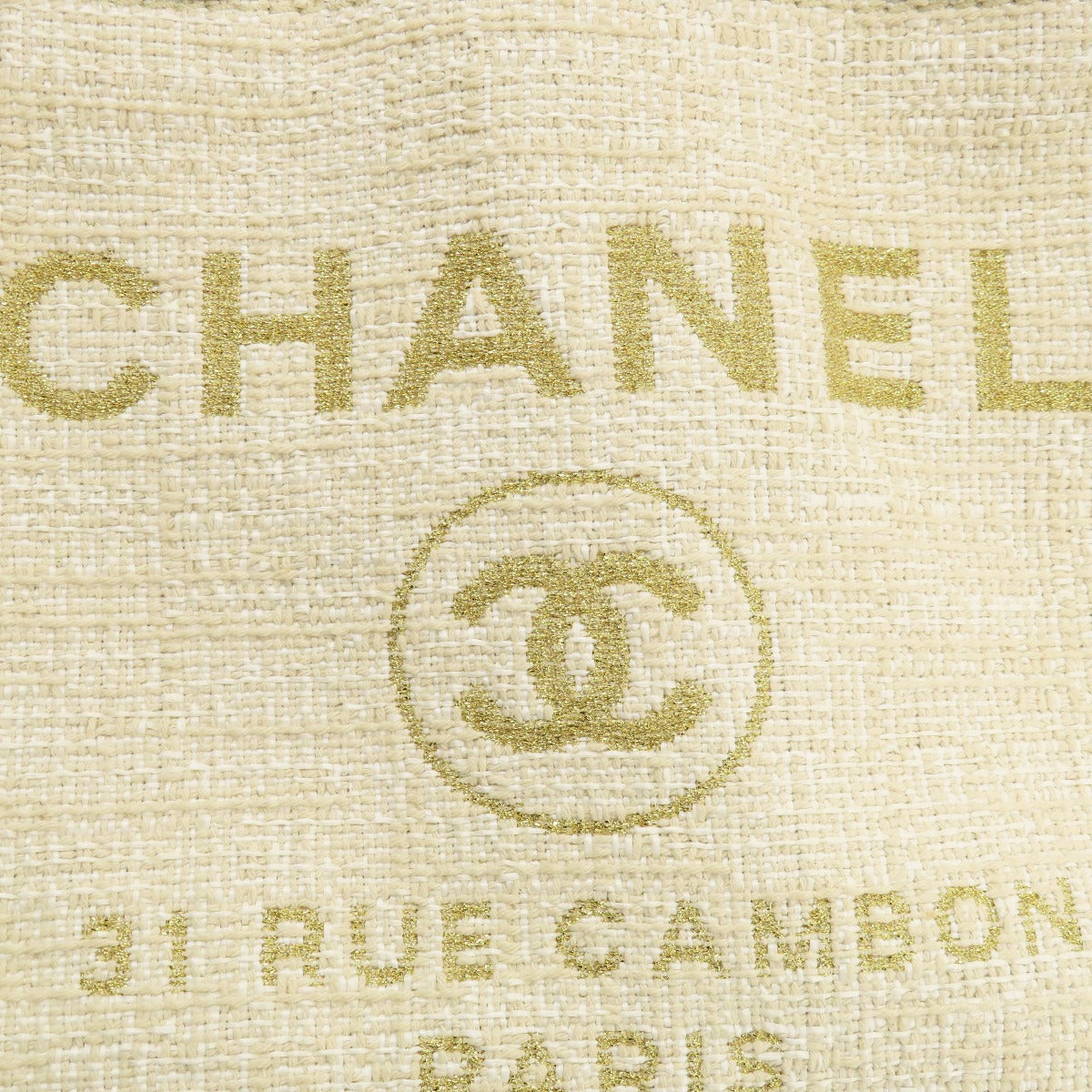 CHANEL   Tote Bag Deauville MM GoldHardware Tweed Ladies