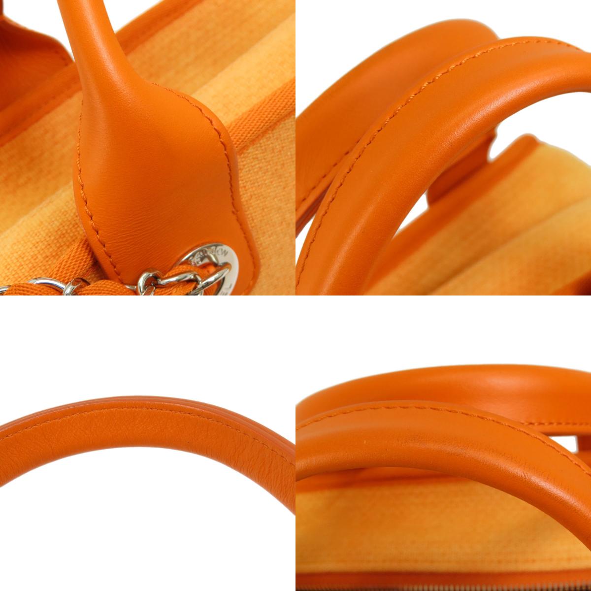 CHANEL Deauville Bowling Bag SilverHardware 2WAY Shoulder Bag Canvas Ladies [Used]