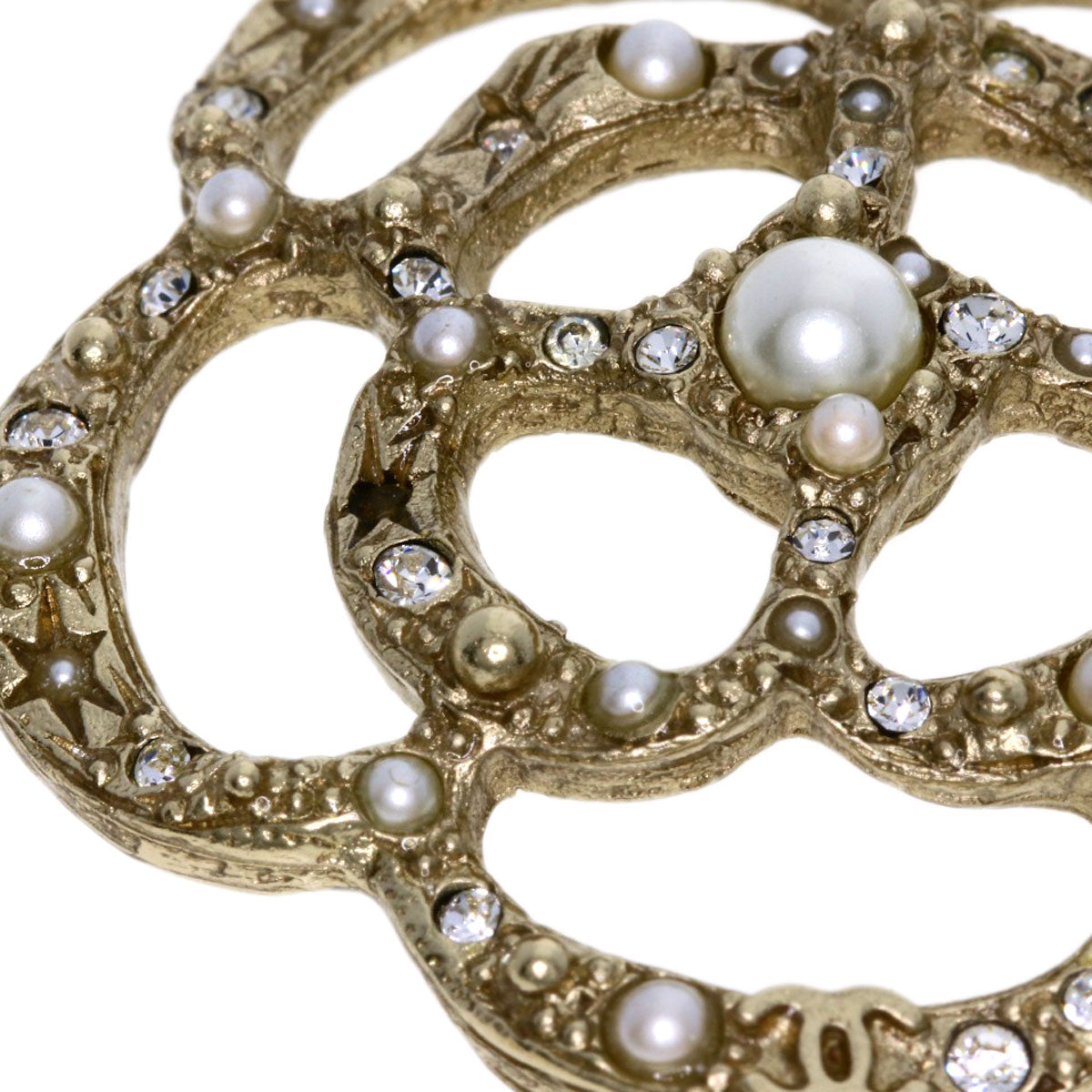 CHANEL   Necklace Camellia Fake Pearl Metal Ladies