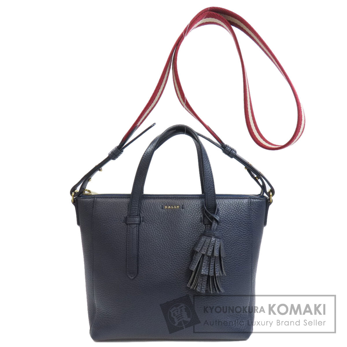 BALLY Barry Stripe 2WAY Tote Bag Leather Ladies [Used]