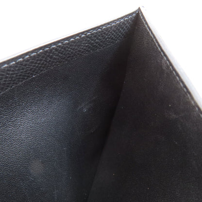 HERMES Bearn Compact Black SilverHardware Bifold Wallet with Coin Pocket Epsom Ladies [Used]