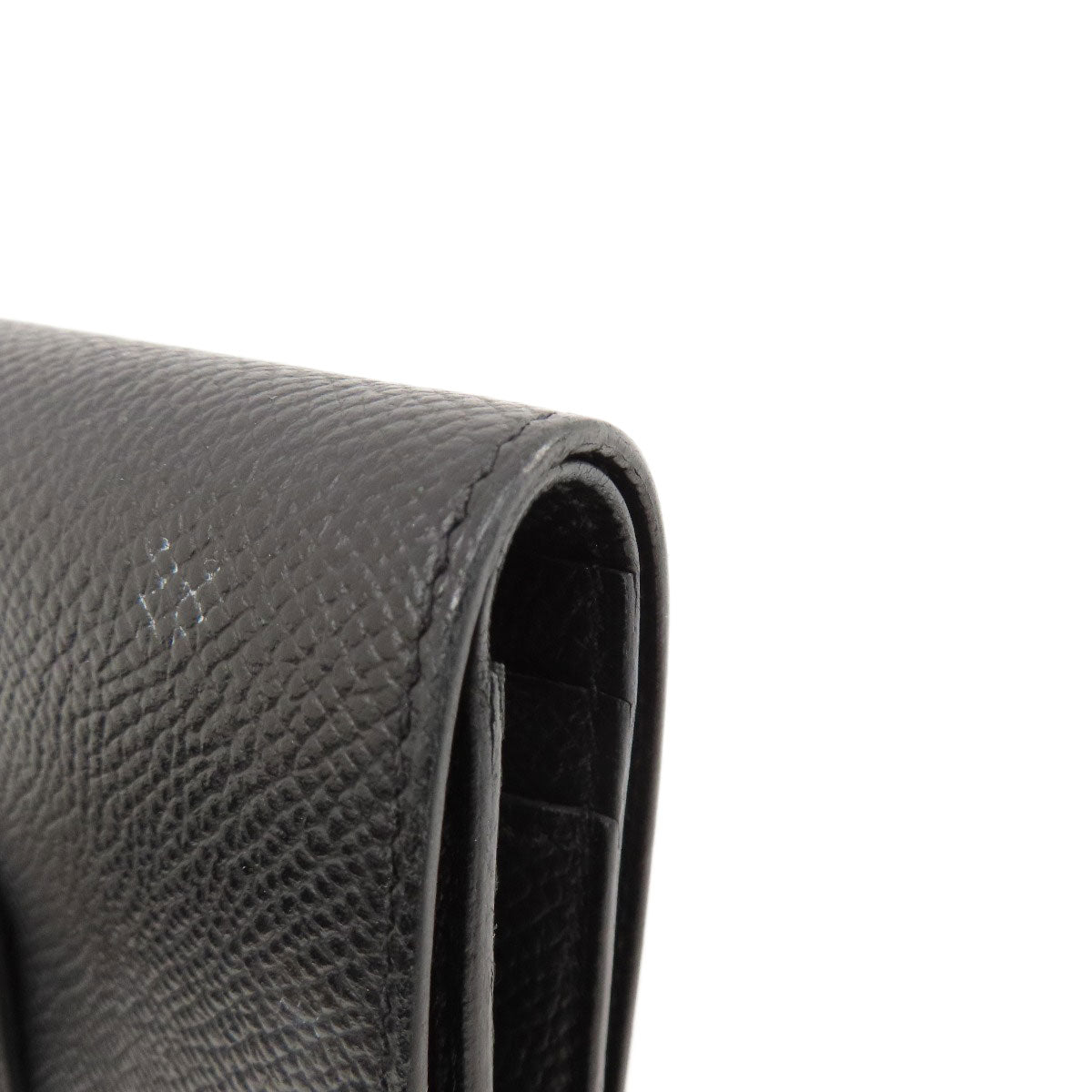 HERMES Bearn Compact Black SilverHardware Bifold Wallet with Coin Pocket Epsom Ladies [Used]