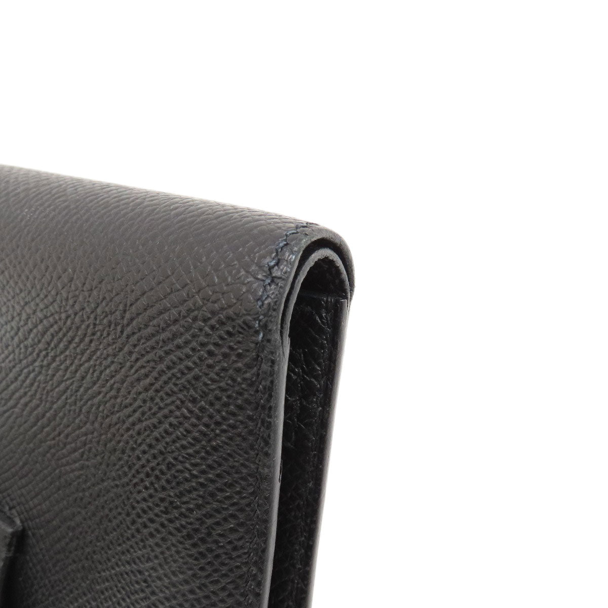 HERMES Bearn Compact Black SilverHardware Bifold Wallet with Coin Pocket Epsom Ladies [Used]