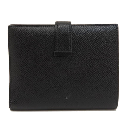 HERMES   Bifold Wallet with Coin Pocket Bearn Compact Black SilverHardware Epsom Ladies