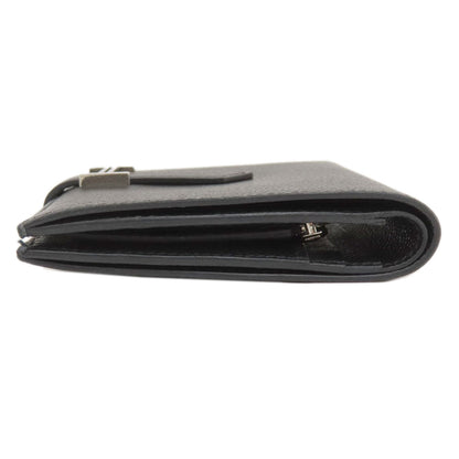 HERMES Bearn Compact Black SilverHardware Bifold Wallet with Coin Pocket Epsom Ladies [Used]