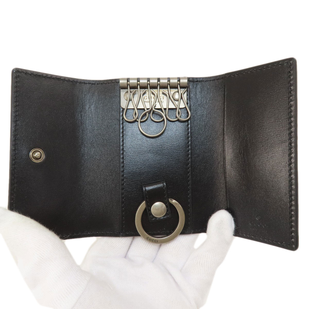 GUCCI  435305 key holder  logo Leather Ladies