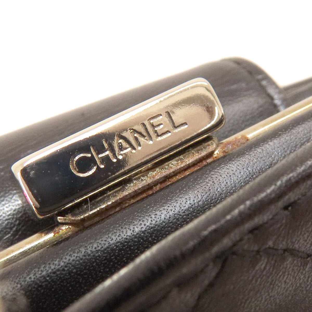 CHANEL   Bifold Wallet with Coin Pocket CAMBON LINE SilverHardware Calf Ladies