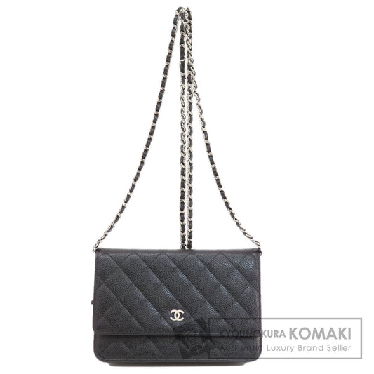 CHANEL   Long wallet (with coin pocket) Chain Wallet Matelasse SilverHardware Caviar skin Ladies