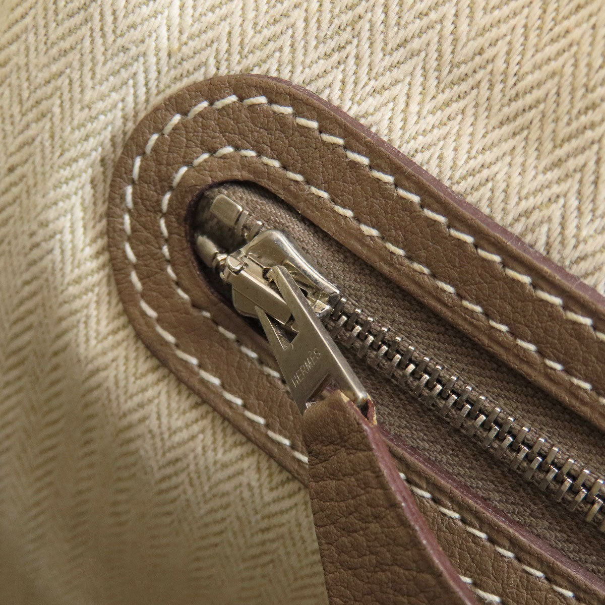 HERMES Garden Party TPM Etoupe Etoupe SilverHardware Handbag Country Ladies [Used]