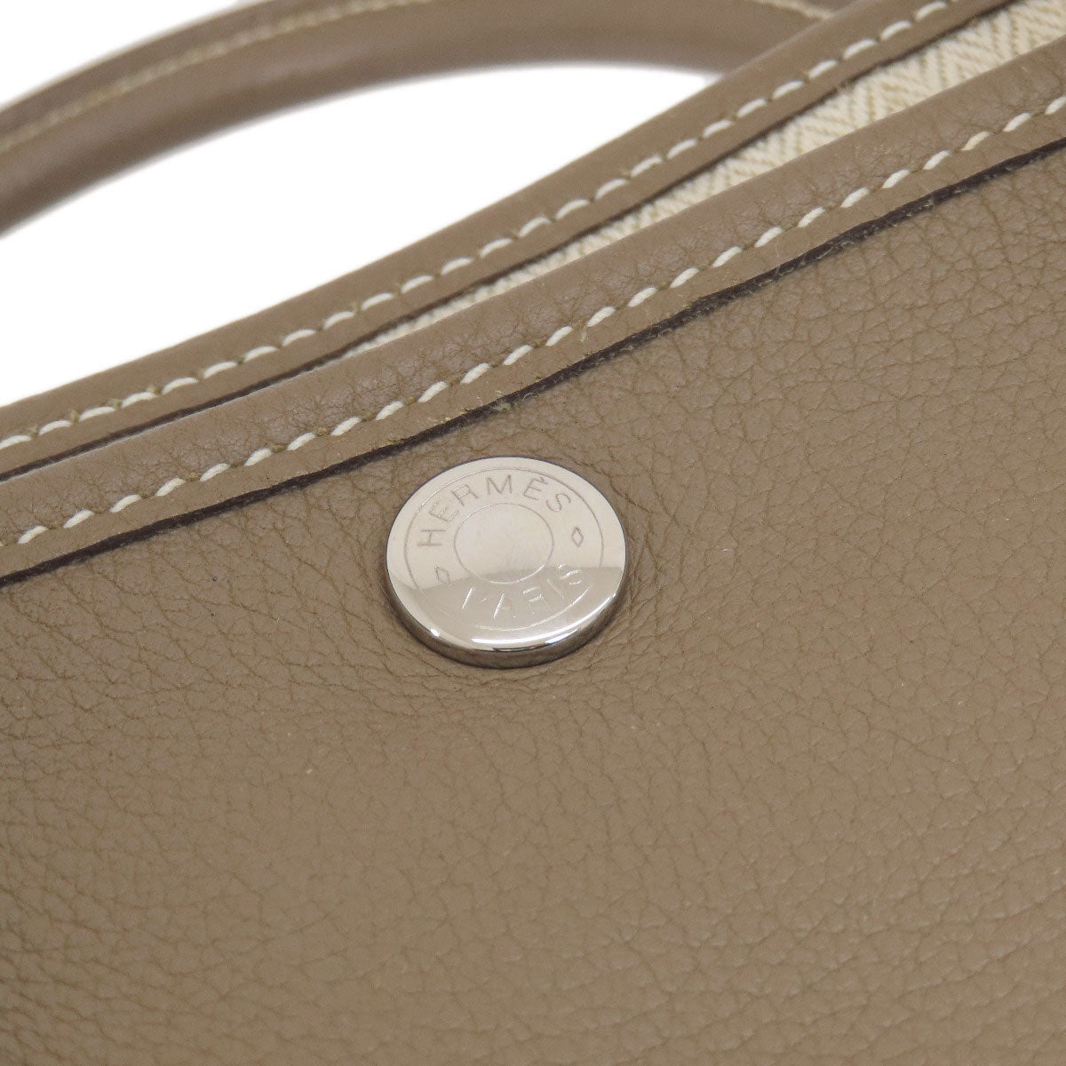 HERMES Garden Party TPM Etoupe Etoupe SilverHardware Handbag Country Ladies [Used]