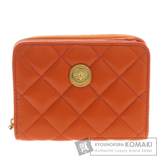 VERSACE Logo Hardware Bifold Wallet with Coin Pocket Calf Ladies [Used]