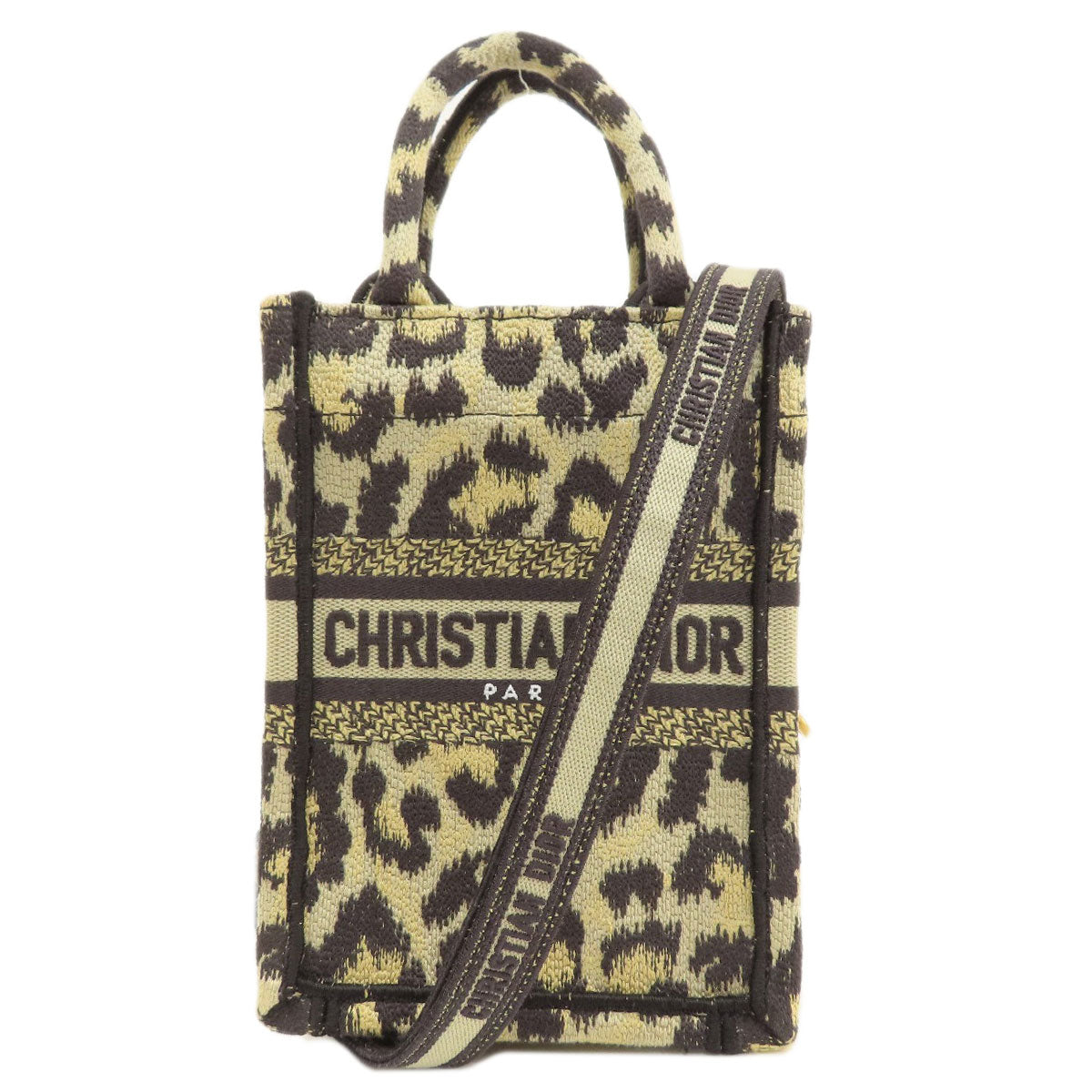 CHRISTIAN DIOR Book tote mini leopard pattern 2WAY Handbag Canvas Ladies [Used]