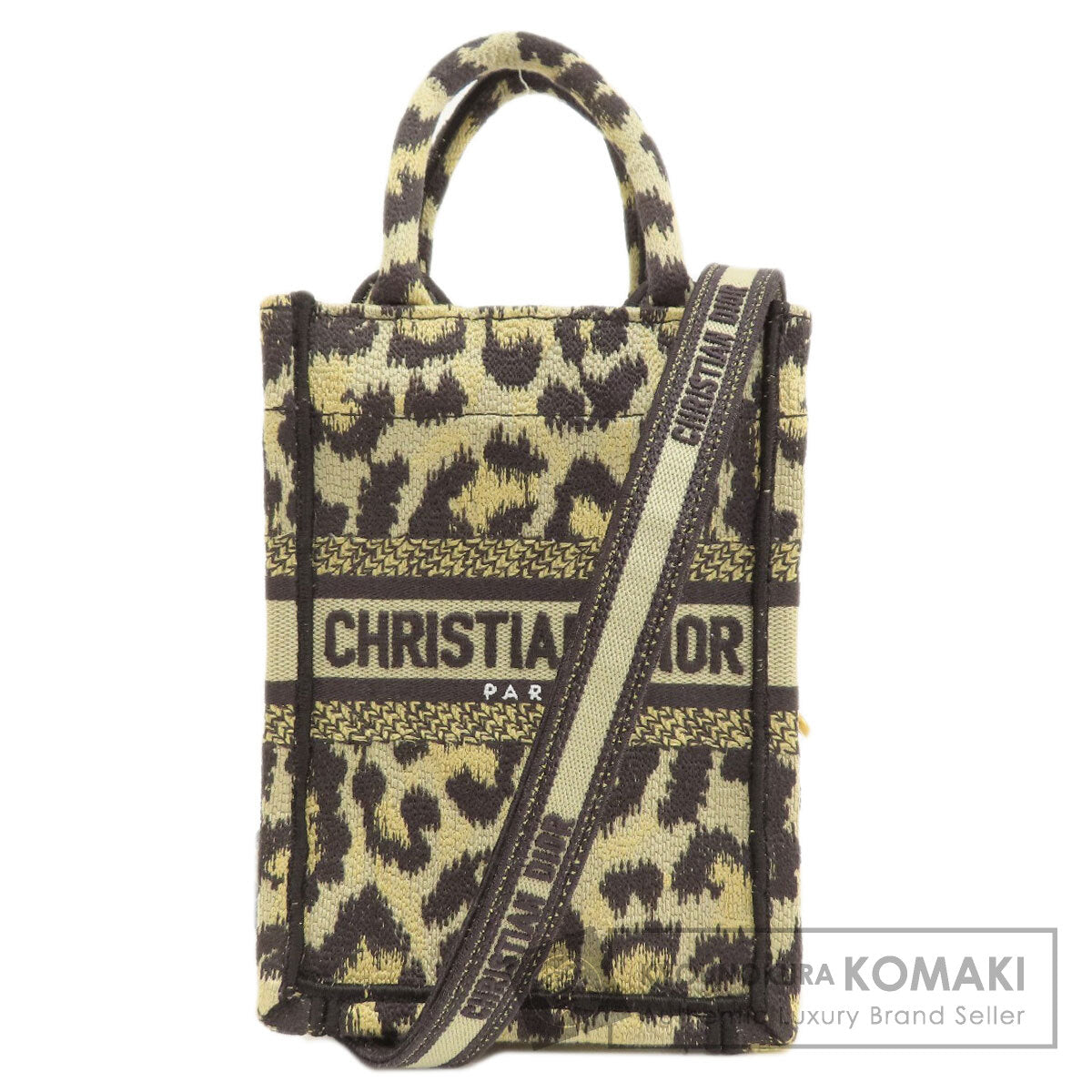 CHRISTIAN DIOR Book tote mini leopard pattern 2WAY Handbag Canvas Ladies [Used]
