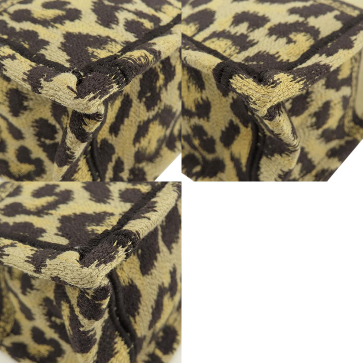 CHRISTIAN DIOR Book tote mini leopard pattern 2WAY Handbag Canvas Ladies [Used]