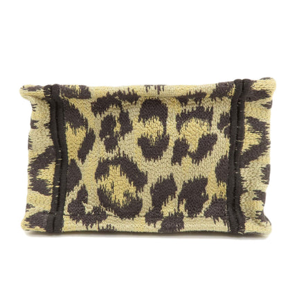 CHRISTIAN DIOR Book tote mini leopard pattern 2WAY Handbag Canvas Ladies [Used]