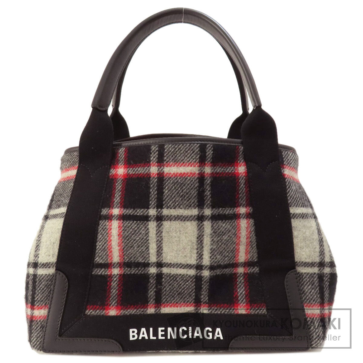 BALENCIAGA  339933 Tote Bag NAVY CABAS S wool Ladies