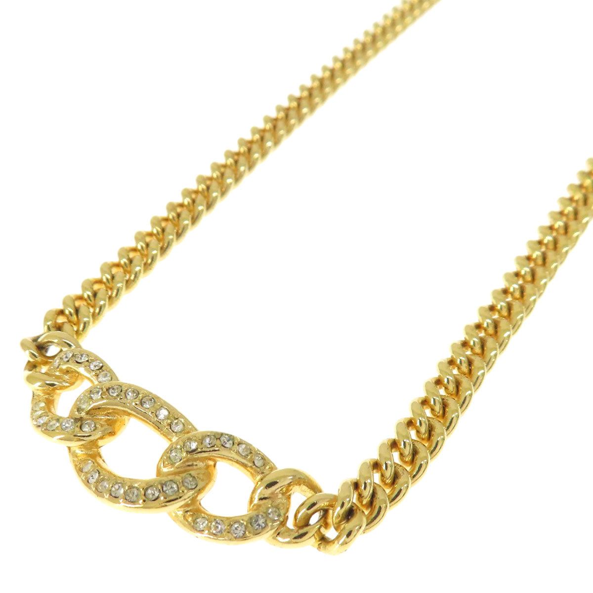 CHRISTIAN DIOR Rhinestone Necklace Metal Ladies [Used]