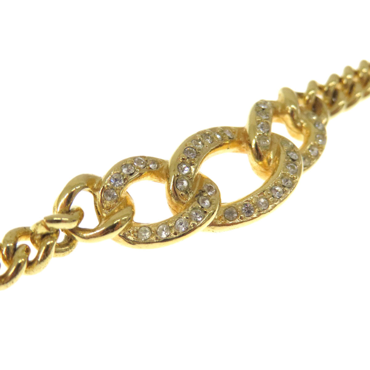 CHRISTIAN DIOR Rhinestone Necklace Metal Ladies [Used]