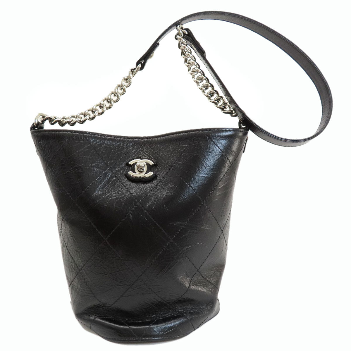 CHANEL   Shoulder Bag Small Bucket COCO Mark SilverHardware Calf Ladies