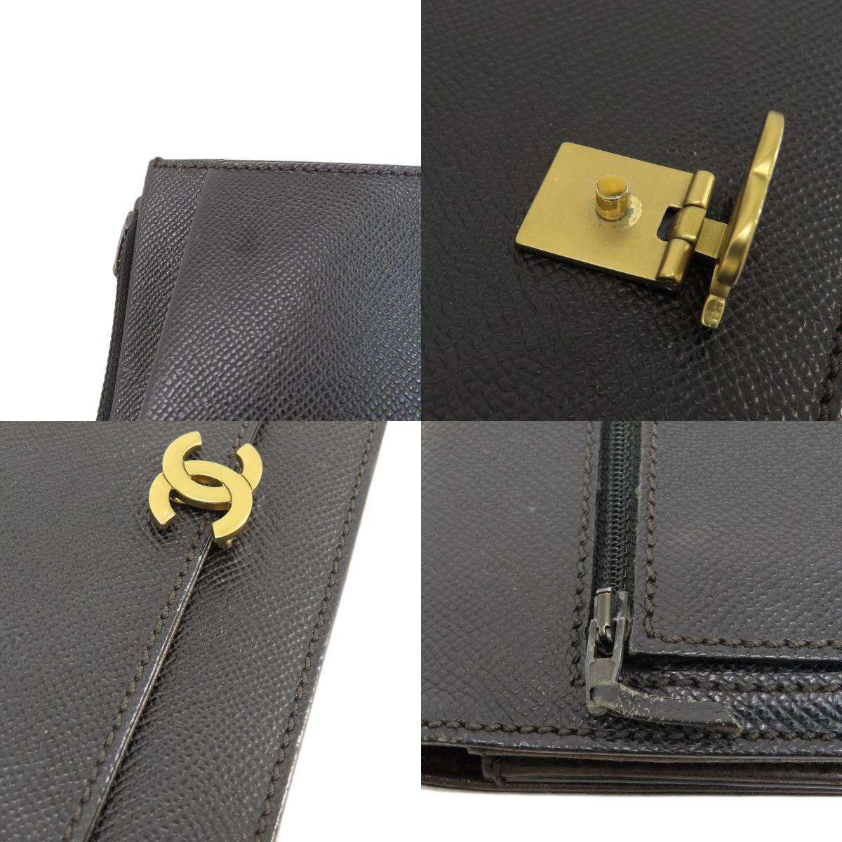 CHANEL Chain Wallet COCO Mark GoldHardware Long wallet (with coin pocket) Grained Calfskin Skin Ladies [Used]