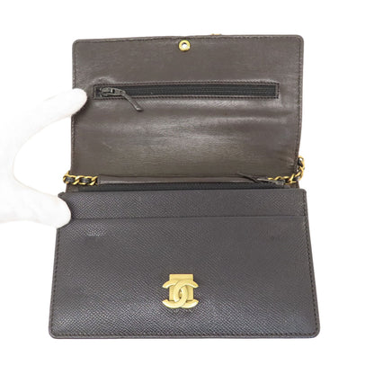 CHANEL Chain Wallet COCO Mark GoldHardware Long wallet (with coin pocket) Grained Calfskin Skin Ladies [Used]