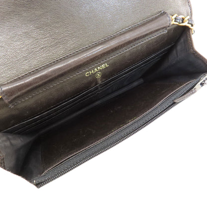 CHANEL Chain Wallet COCO Mark GoldHardware Long wallet (with coin pocket) Grained Calfskin Skin Ladies [Used]