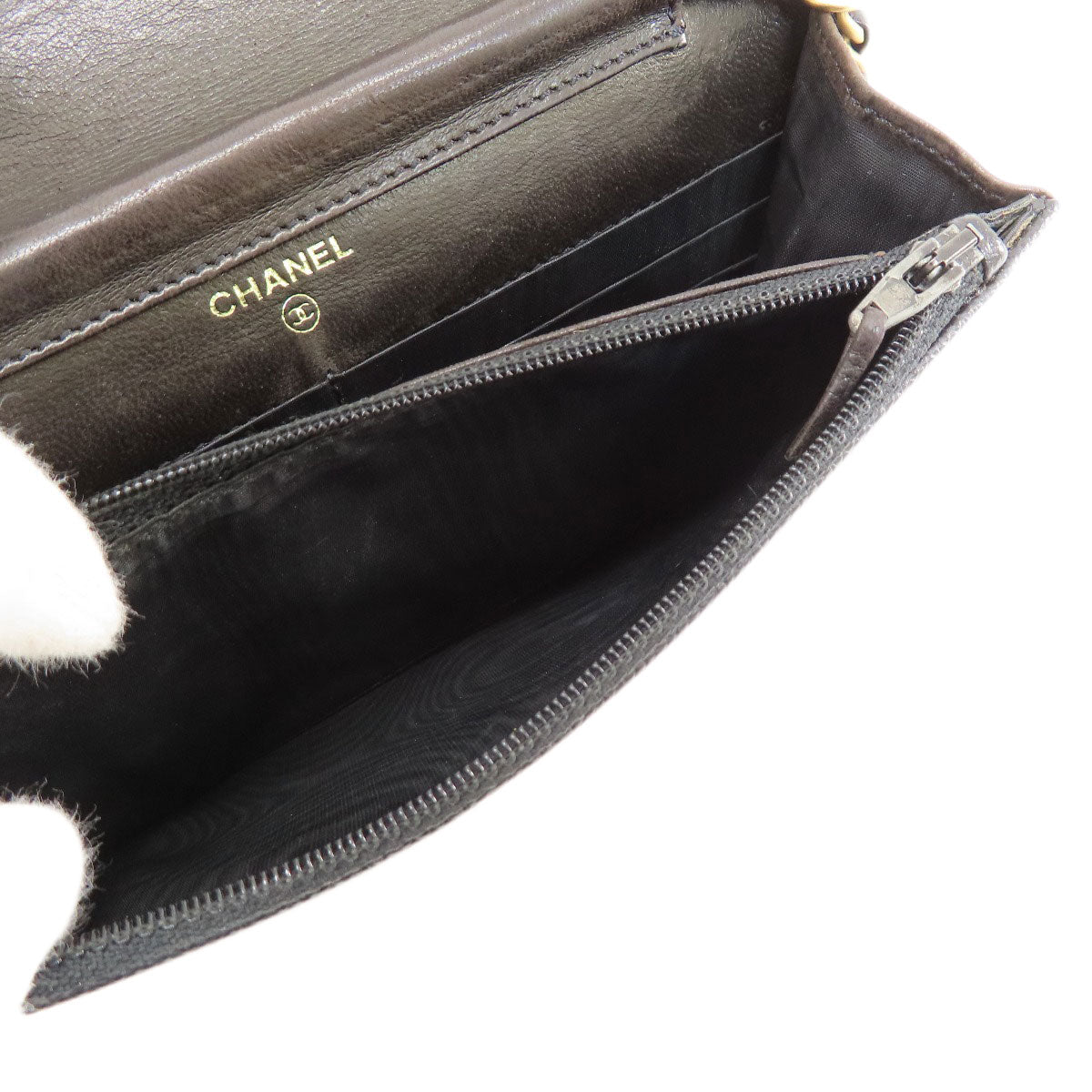 CHANEL Chain Wallet COCO Mark GoldHardware Long wallet (with coin pocket) Grained Calfskin Skin Ladies [Used]