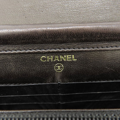 CHANEL Chain Wallet COCO Mark GoldHardware Long wallet (with coin pocket) Grained Calfskin Skin Ladies [Used]