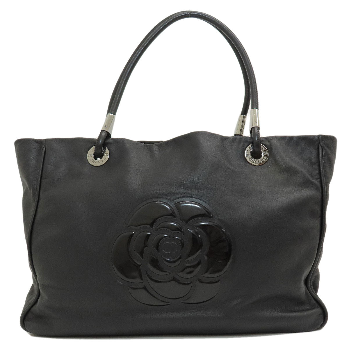 CHANEL   Tote Bag Camellia Silver Hardware Lambskin Ladies