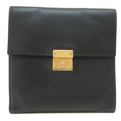 HERMES Click 12 Black Black GoldHardware Bifold Wallet with Coin Pocket Epsom Ladies [Used]