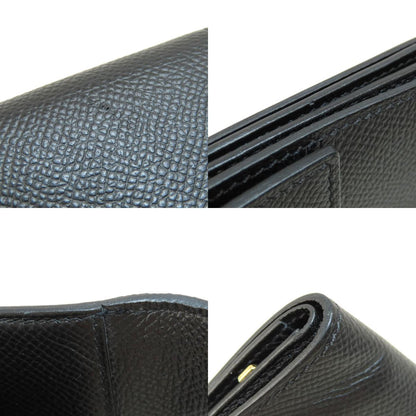 HERMES Click 12 Black Black GoldHardware Bifold Wallet with Coin Pocket Epsom Ladies [Used]