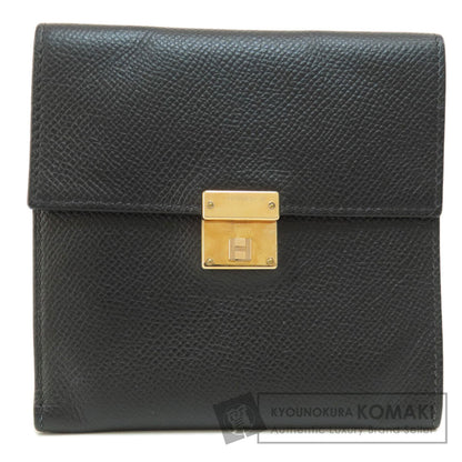 HERMES Click 12 Black Black GoldHardware Bifold Wallet with Coin Pocket Epsom Ladies [Used]