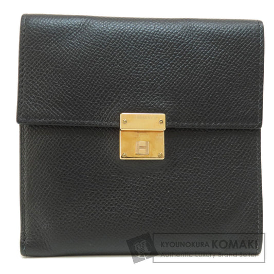 HERMES Click 12 Black Black GoldHardware Bifold Wallet with Coin Pocket Epsom Ladies [Used]