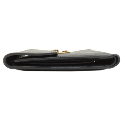 HERMES Click 12 Black Black GoldHardware Bifold Wallet with Coin Pocket Epsom Ladies [Used]
