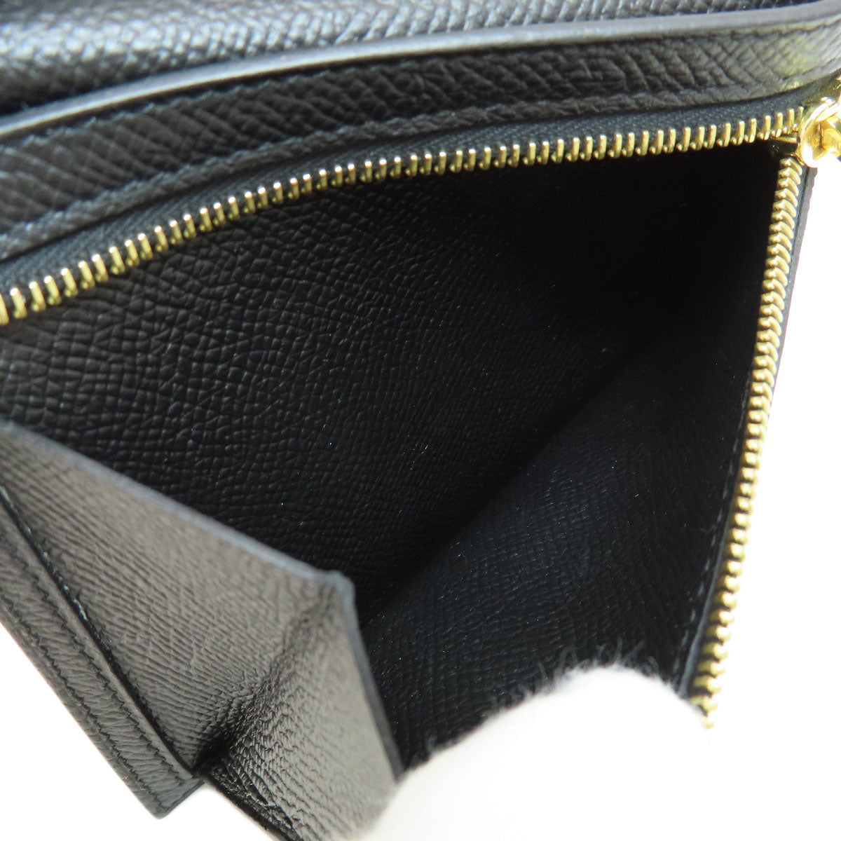 HERMES Click 12 Black Black GoldHardware Bifold Wallet with Coin Pocket Epsom Ladies [Used]