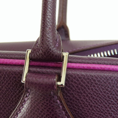 HERMES   Handbag Plum 28 Purple SilverHardware Epsom Ladies