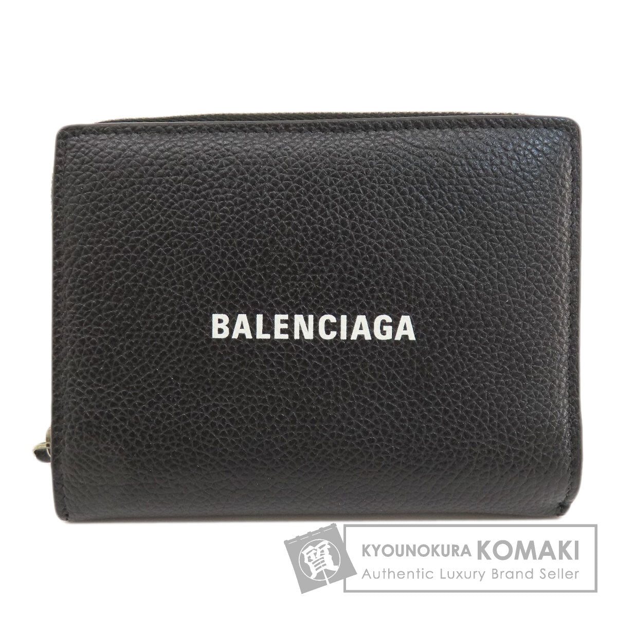 BALENCIAGA 650879 logo Bifold Wallet with Coin Pocket Leather Ladies [Used]