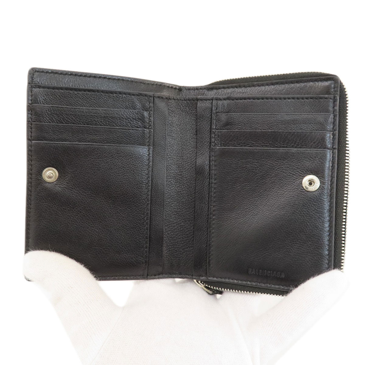 BALENCIAGA 650879 logo Bifold Wallet with Coin Pocket Leather Ladies [Used]