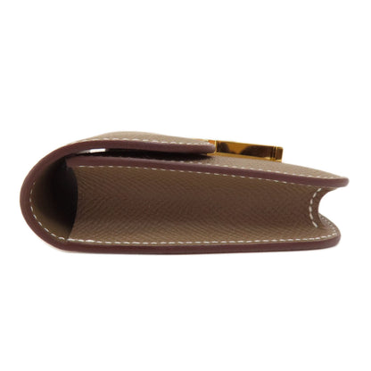 HERMES Constance Slim Etoupe GoldHardware coin purse Epsom Ladies [Used]