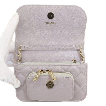 CHANEL Chain wallet Matelasse GoldHardware Long wallet (with coin pocket) Grained Calfskin Skin Ladies [Used]