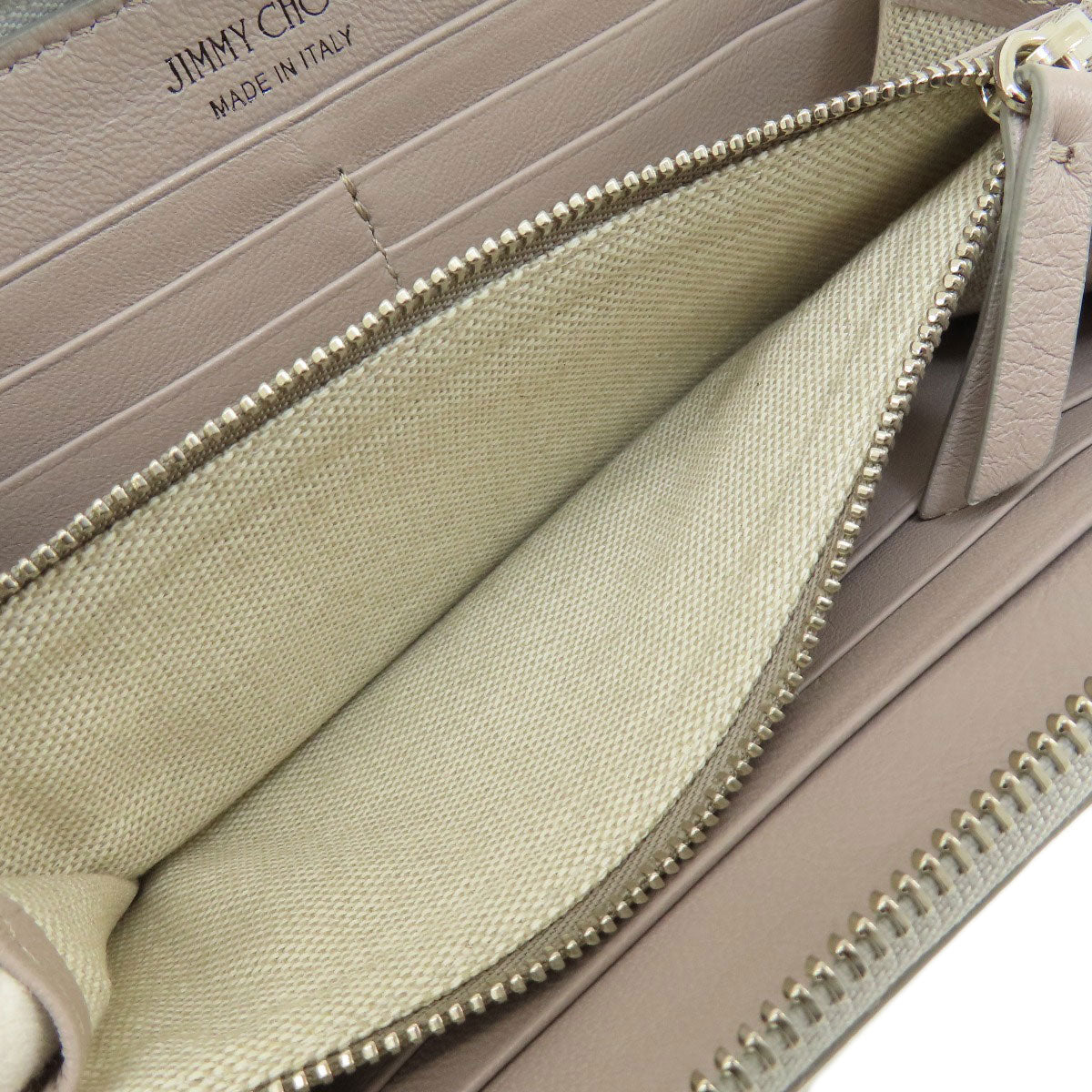 Jimmy Choo logo Long wallet (with coin pocket) Leather Ladies [Used]