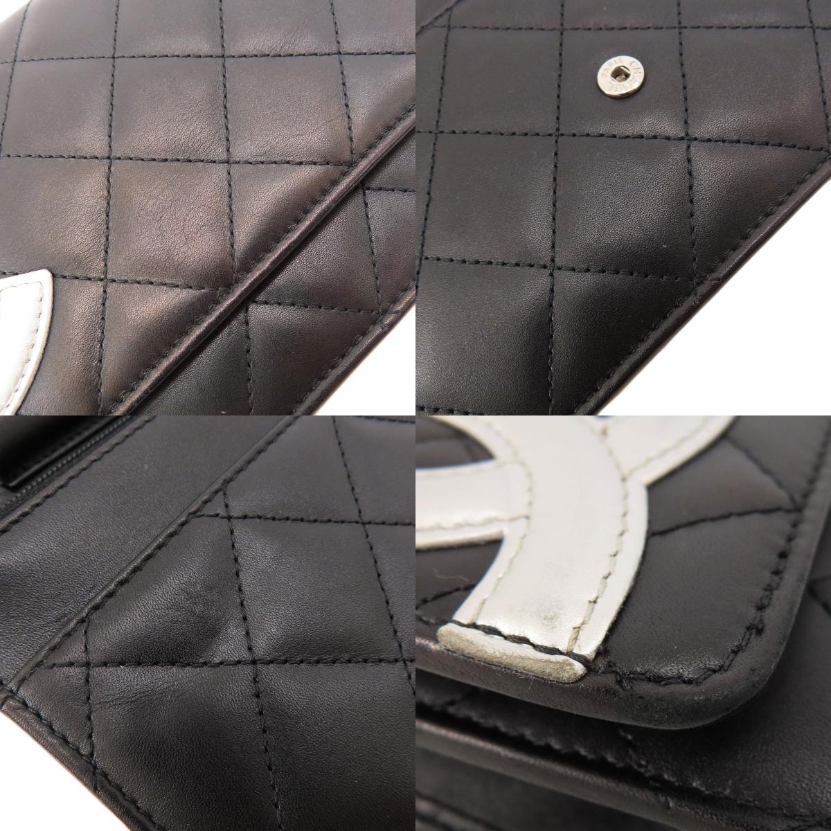 CHANEL Chain Wallet CAMBON LINE SilverHardware Long wallet (with coin pocket) Calf Ladies [Used]